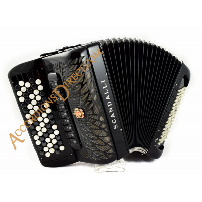 Scandalli Air II C  96 bass 4 voice C system chromatic button accordion with double cassotto, octave tuned. Midi options available.